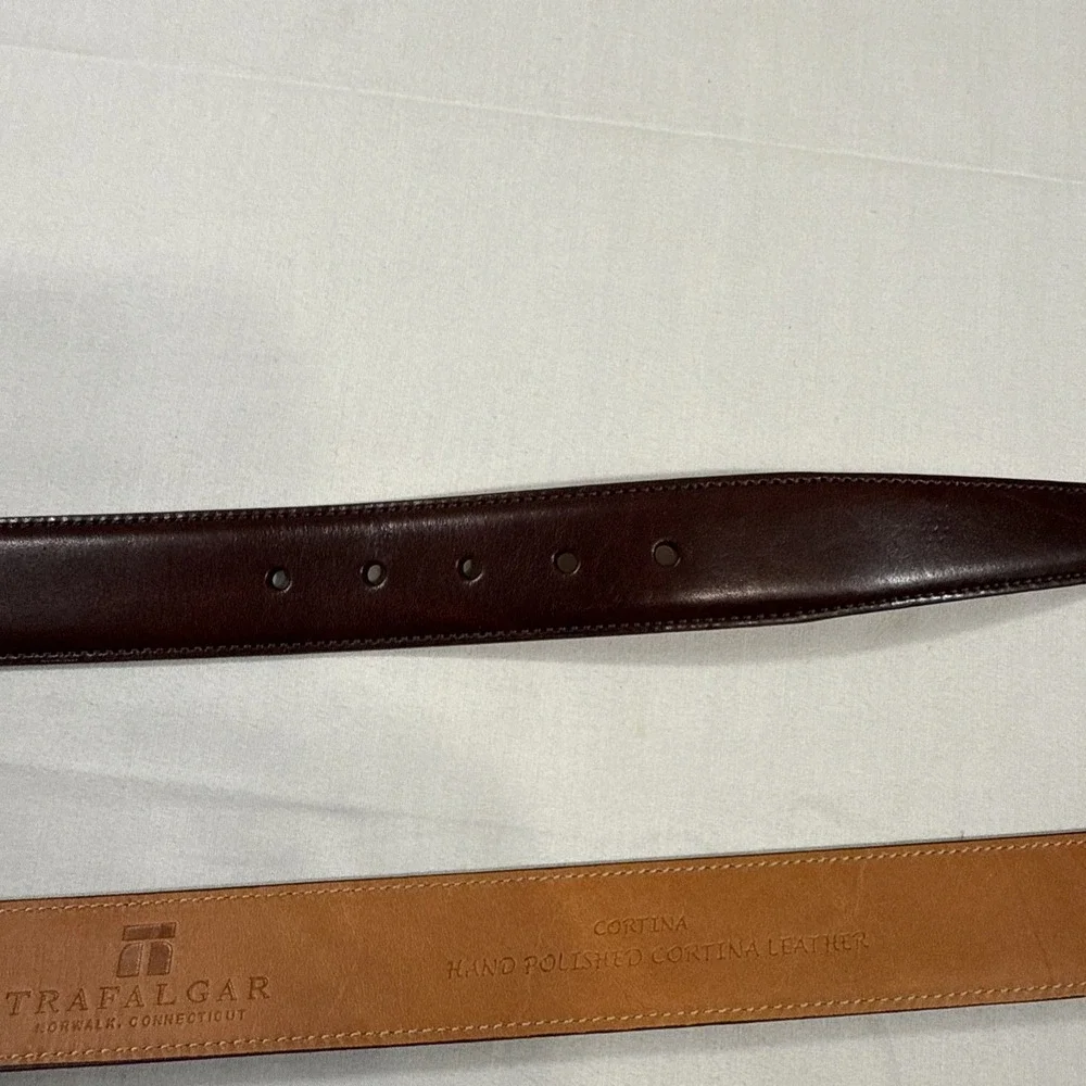 BELTS MENS 44 Trafalgar‎ Leather  Burgundy Hand Polished Cortina Leather  USA